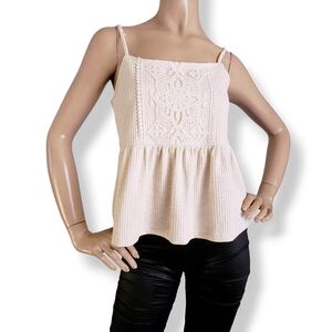 Reath & Wren Elegant Cream Lace Detail Women's Top Size Small